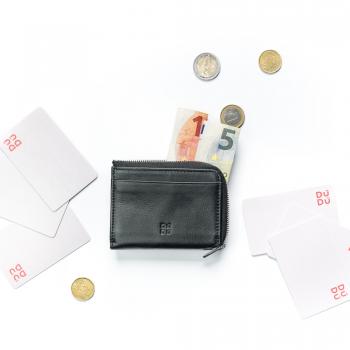 Dudu - Cartera pequeña de hombre de piel con cremallera, cuero colorido RFID, titular de tarjeta de crédito, diseño bolsillo compacto