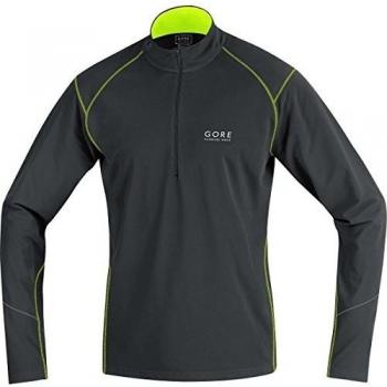 Gore Running Wear Essential Thermo Zip - Camiseta térmica de manga larga para hombre, color negro / amarillo, talla XXL
