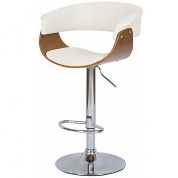 Silla de bar ajustable Rendez-Vous Déco 59/81 cm en piel sintética blanca