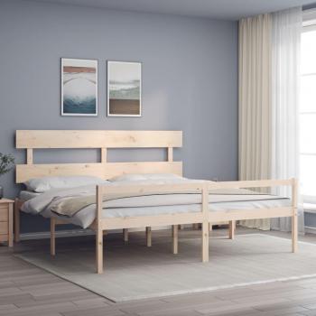 Cama para Ancianos con Cabecera 200x200 cm en Madera Maciza