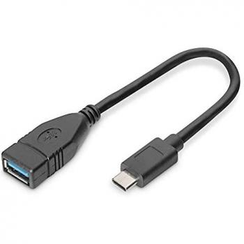 Cable Adaptador USB 3.2 Gen 1 de 0,15 m, USB-C a USB-A, Negro
