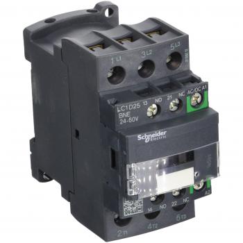 Contactor TeSys D LC1D Schneider Electric 3 polos, 25 A, bobina 24 V AC/DC, capacidad de 11 kW