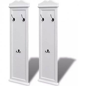 vidaXL 2X Percheros de Pared de Pasillo Tres Ganchos MDF Blanco Percha Entrada