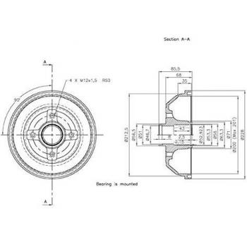 Tambor de freno BREMBO 14.A702.10 para eje trasero OPEL VITA C