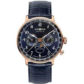Zeppelin Unisex Chronograph Quartz Watch with Leather Strap 7038-3