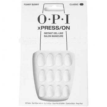OPI xPRESS/ON - Funny Bunny - Uñas artificiales adhesivas con esmalte de uñas blanco