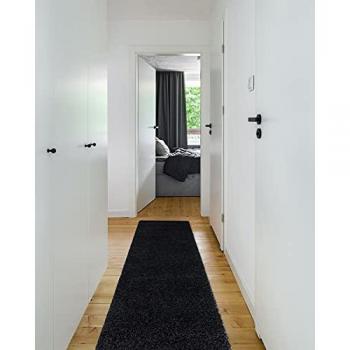 Alfombra de Pasillo SOFFI Shaggy 5cm Negra - para Cocina, Entrada y Pasillo 70x250 cm