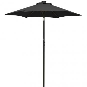 vidaXL Garden Parasol with LED Lights Black 200x211 cm Aluminium