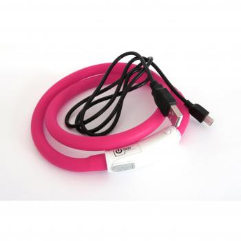 PRECORN LED USB Silicona Collar de Perro Luminoso Rosado Collar Seguridad Cuello Tubo Recargable