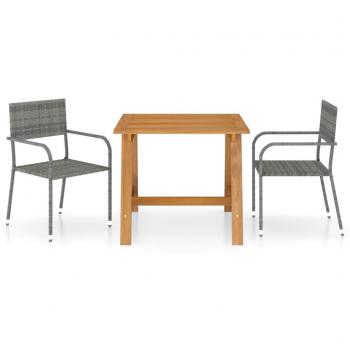 Juego de comedor para jardín 3 piezas gris