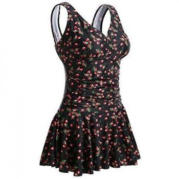 Mujer Bañador con Falda Traje de Baño de Una Pieza de Talla Grande Impresión Elegante Sexy Push Up Monokini Cereza 3XL