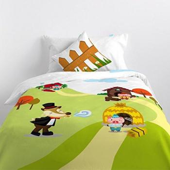 Juego de funda nórdica HappyFriday Mr Fox Piggys Multicolor 2 Piezas Cama de 80 cm Algodón