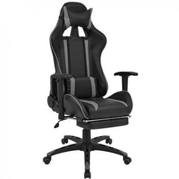 vidaXL Silla de Escritorio Reclinable Reposapiés Gris Sillón Asiento Giratoria