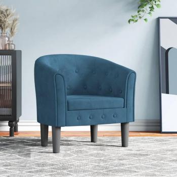 Sillón Cabriolet de Terciopelo Azul Oscuro - Sillón elegante y moderno, tapizado en terciopelo azul oscuro, estructura robusta de madera, patas de metal dorado, diseño ergonómico para mayor comodidad,