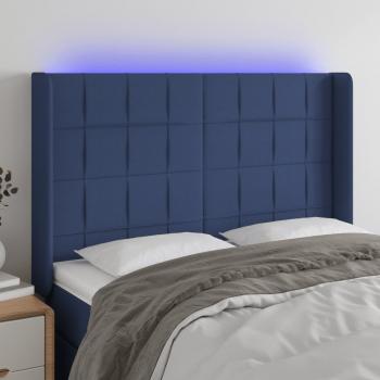 Cabecero con LED de Tela Azul 147x16x118/128 cm