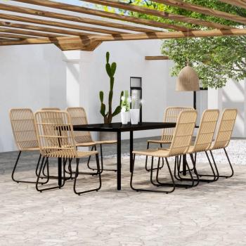9-Piece Oak Garden Dining Set with Cushions