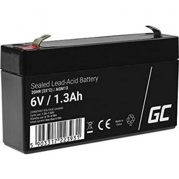 Green Cell Batería de Plomo-Ácido Sellada AGM VRLA 6V 1.3Ah para Sistemas UPS, Juguetes Eléctricos, Alarmas y Corriente de Emerg