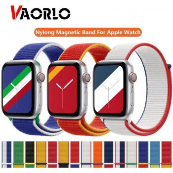 Correa VAORLO de nailon deportiva para Apple Watch 38mm 40mm 42mm 44mm, compatible con iWatch Series 3, 4, 5, SE y 6