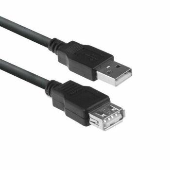 Cable USB 2.0 de 3 metros en color negro con alta velocidad de transferencia