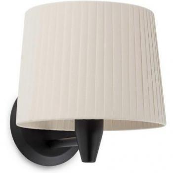 Lámpara de pared Samba con pantalla negra, cuerpo de acero y tela de 22 cm, E27