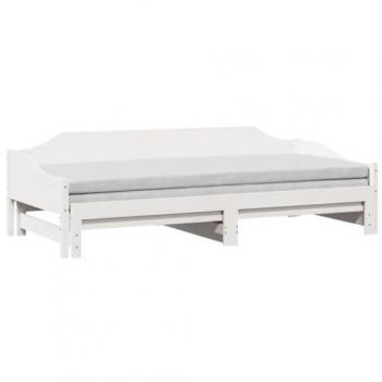 Sofá cama nido de madera maciza de pino blanco 90x200 cm, incluye cama extraíble