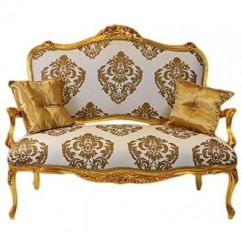 Casa Padrino Baroque Sofa White-Gold Pattern/Gold - Italian Style - Baroque Furniture Baroque Sofa Grey Khaki Pattern/Gold - Italian Style - Baroque Furniture