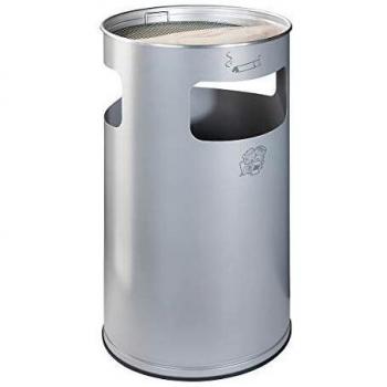 Cenicero Combinado y Abfallsammler de 69 Litros, Acero Inoxidable, Altura 75 cm, Diámetro 42 cm