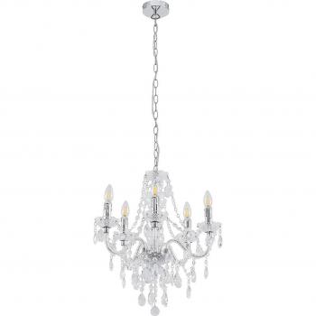 Lámpara de araña Lindby Hostina, 5 luces, diseño plateado, hecha de metal, para salón y comedor, tipo de lámpara colgante con casquillos E14