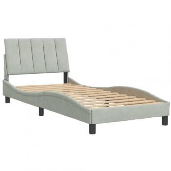 Estructura de cama con cabecero gris claro 90x200 cm en terciopelo