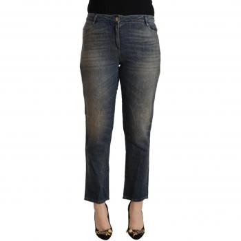 Twinset Blue Washed Cotton Cropped Capri Women Denim Jeans - W27, Chic Cropped Mid-Waist, Slim-fit, Size: W27