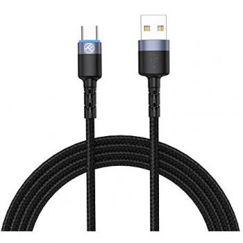 Cable de Datos USB a Tipo C con Luz LED, Nylon Trenzado, 2m, Negro