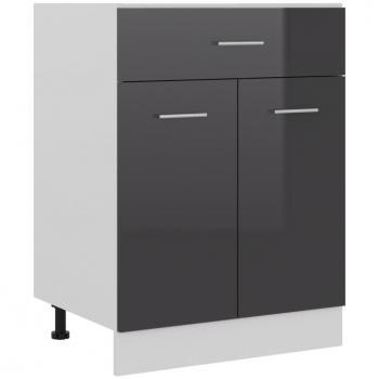 Armario de cocina de aglomerado gris con brillo 60x46x81,5 cm