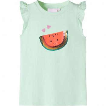 Camiseta infantil de manga volante verde suave 92