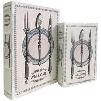 Cajas Libro Decorativas Pack 2 Unidades - Blanco 30x7x21 cm