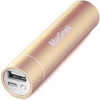 MaGeek® Atom1 3350 mAh Mini Batería Externa de Aluminio con Forma de Lápiz Labial Cargador Portátil con tecnología UniCharge para iPhone, iPad and Samsung Galaxy y más