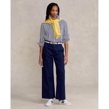 Polo Ralph Lauren - Women's Blue Wide Leg Cotton Chino Pants, Size XS