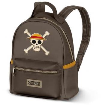 Mochila Heady Skull One Piece, tipo mochila, características: diseño de calavera inspirado en One Piece, dimensiones 15 x 24,5 cm, capacidad 8 litros, color marrón