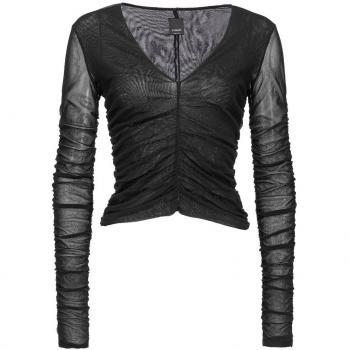 Black Polyester V-Neck Pullover Sweater - Size M