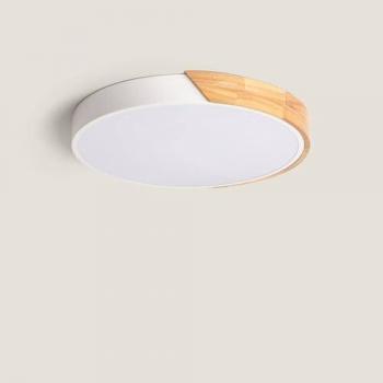 Plafón LED 24W Circular de Madera CCT Seleccionable Ø418 mm Semi-Dari Blanco