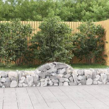 Cestas de gaviones 18 uds forma de arco hierro dimensiones 200 x 30 x 40/60 cm, 200 x 30 x 60/80 cm, 200 x 30 x 80/100 cm plateado