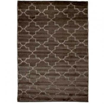 Alfombra Vintage Relief 133 x 180 cm Beige con motivos arabesques efecto 3D, material poliéster