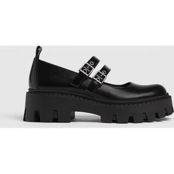 Stradivarius Flat Mary Jane shoes with track soles BLACK