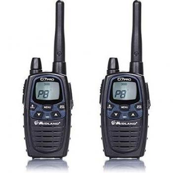 Midland G7E Pro - Pareja de walkie talkies, 8 canales, color negro