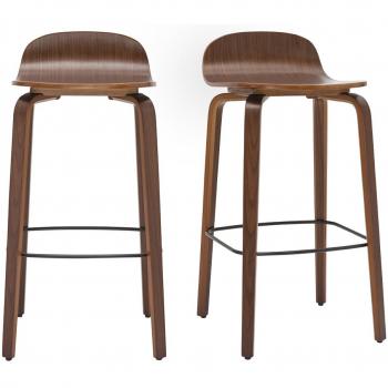 Miliboo Set de 2 taburetes de cocina vintage de nogal 68 cm OBRA