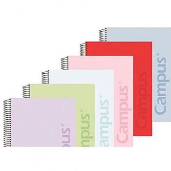 Pack 6 Cuadernos Espiral A4 Tapa Plástica 80 Hojas 90g Cuadrícula 4mm Colores Pastel