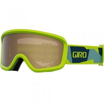 Giro Chico 2.0 - Máscara de esquí/snow para niños, gafas de esquí infantiles verde claro con lente Amber Rose, correa de camuflaje Geo lima, adecuada para niños y niñas de 2 a