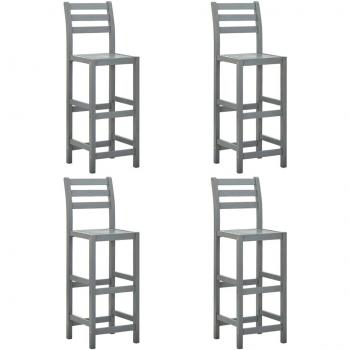 Taburetes de Bar de Acacia de Madera Maciza Gris - 4 Piezas