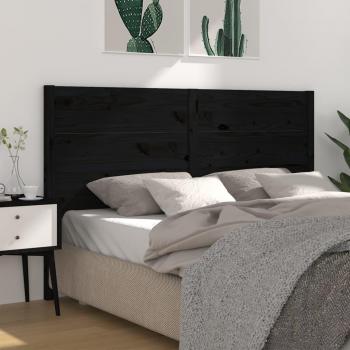 Cabecero para cama negra 126x4x100 cm madera maciza de pino