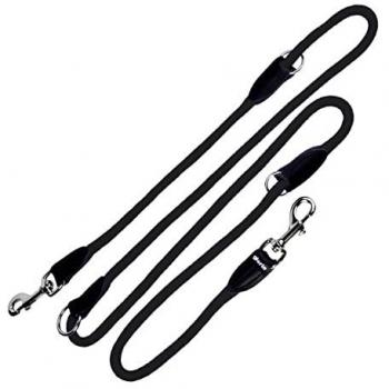 Correa Multiposición para Perro Gloria de Nylon Redonda Negra 200 cm x 12 mm