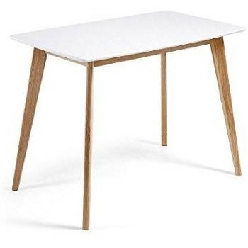 Kave Home - Mesa de Comedor Anit Rectangular 120 x 75 cm Blanca con Patas de Madera Fresno